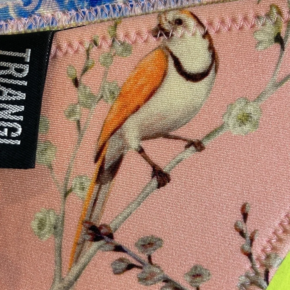 Triangl Swimwear NWT Bird Tropical Floral Pink Bikini Bottoms XL Sexy Vacation